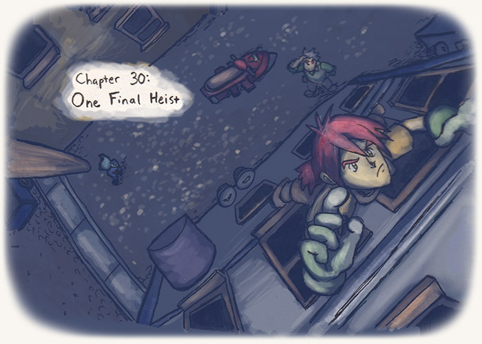 Chapter 30: One Final Heist. Chapter pic's of Pic climbing up a building in the dead of night.